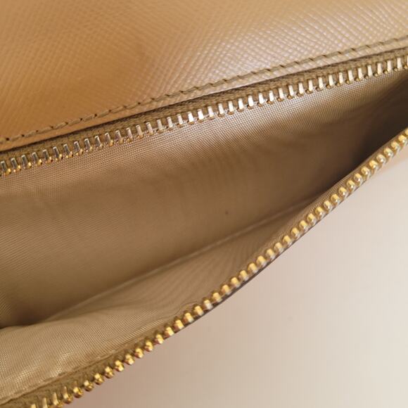 PRADA Vintage Saffiano Tan Beige Leather Logo Wallet Envelope Large Clutch Fair - Picture 9 of 12